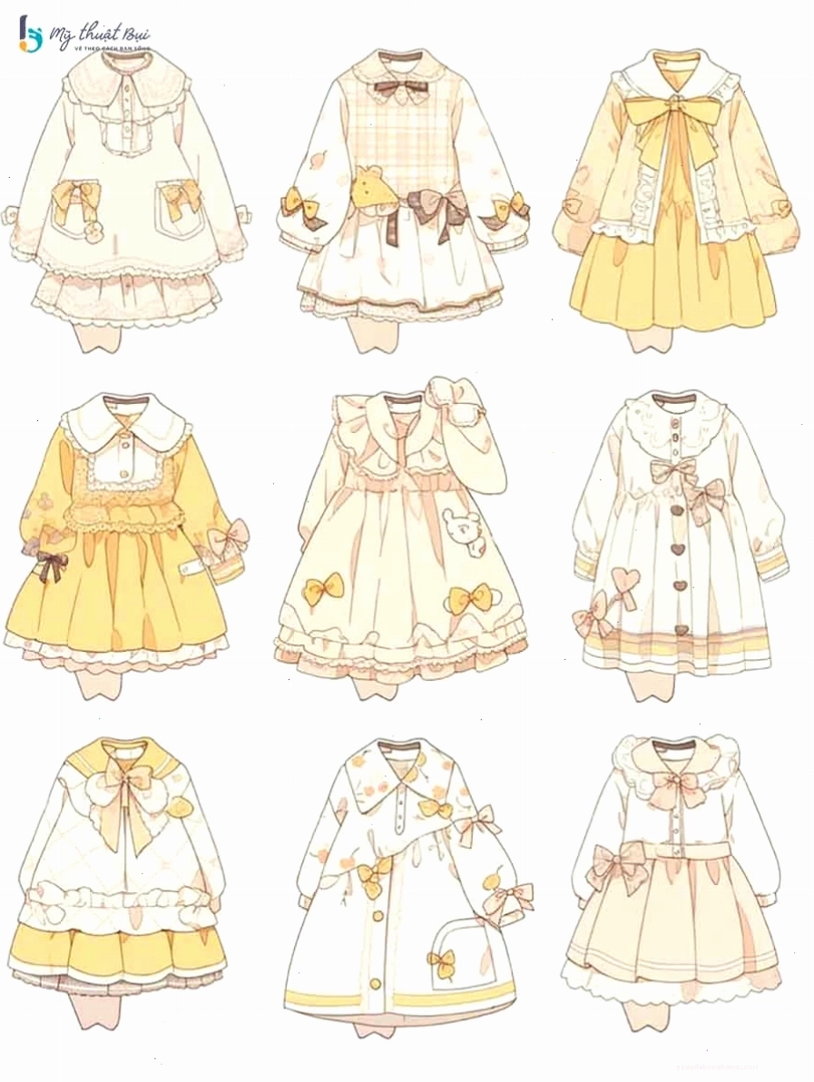 Vẽ váy anime dễ thương với phong cách bồng bềnh