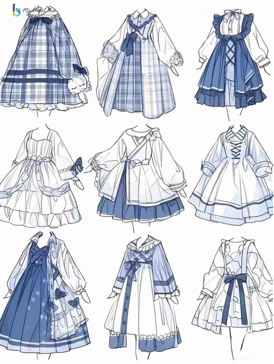 Vẽ váy anime đơn giản với các đường nét thanh thoát