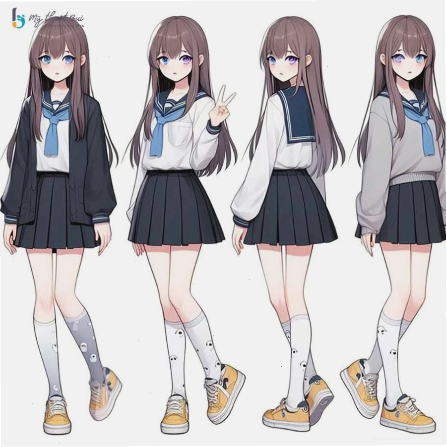 Vẽ váy học sinh anime mang phong cách cổ điển