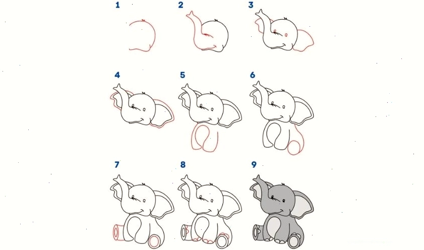 Voi chibi với phong cách vẽ tối giản