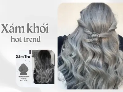 Tóc nhuộm xám khói kết hợp tạo kiểu thêm ấn tượng
