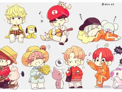 Ảnh chibi BTS mới nhất, cực kỳ dễ thương và sáng tạo