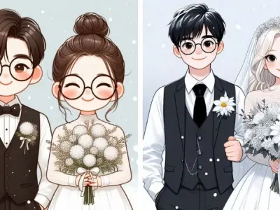 Khám phá bộ ảnh cô dâu chú rể chibi độc đáo và siêu dễ thương