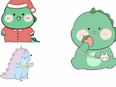 Ảnh khủng long chibi cute, thông minh và đầy màu sắc