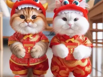 Ảnh meme mèo Tết bùng nổ vui tươi qua bộ ảnh nghệ thuật