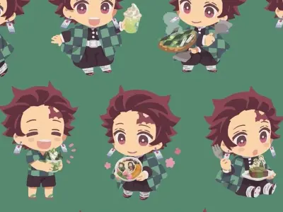 Ảnh Tanjiro chibi ngộ nghĩnh, siêu cute cho fan anime