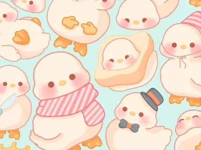 Ảnh vịt chibi phong cách hoạt hình, cực kỳ dễ thương